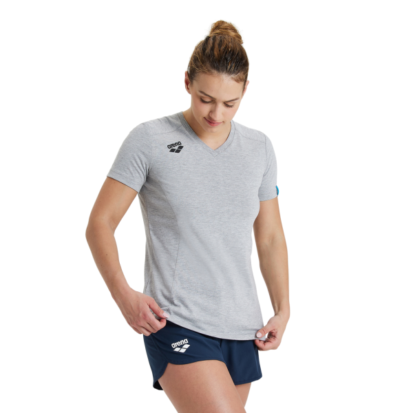 Arena W Team T-Shirt Panel L medium grey heather Damen
