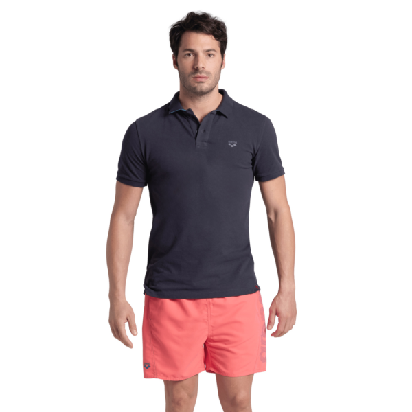 Arena M Poloshirt Solid Cotton Piquet S navy/turquoise Herren