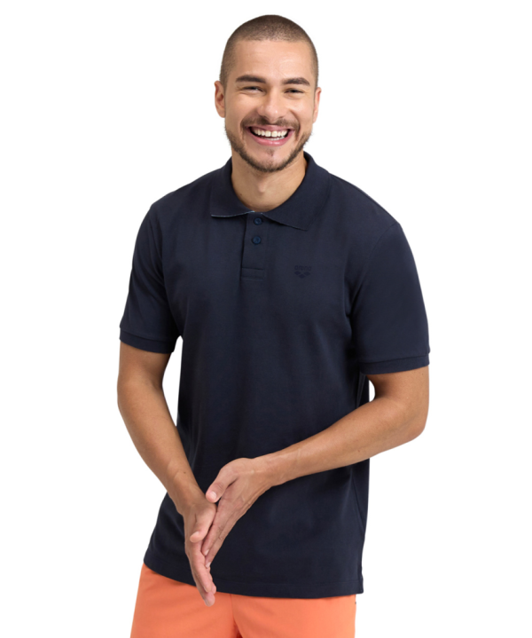 Arena M Poloshirt Solid Cotton Piquet L navy/aqua Herren