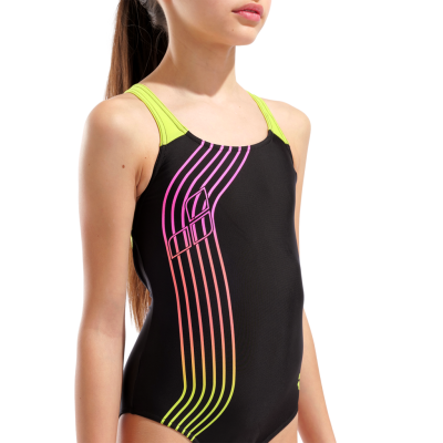 Arena G Arena Sound Track Swimsuit Swim Pro Back 164 black/artic lime M&auml;dchen Produktbild 1