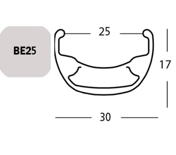 Exal FELGE BE 25, 28" 32L SCHW 25-622 VL:6,5MM EINFACHOESEN