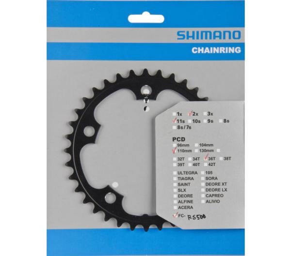 SHIMANO Kettenblatt FC-RS500 36 Z&auml;hne Schwarz